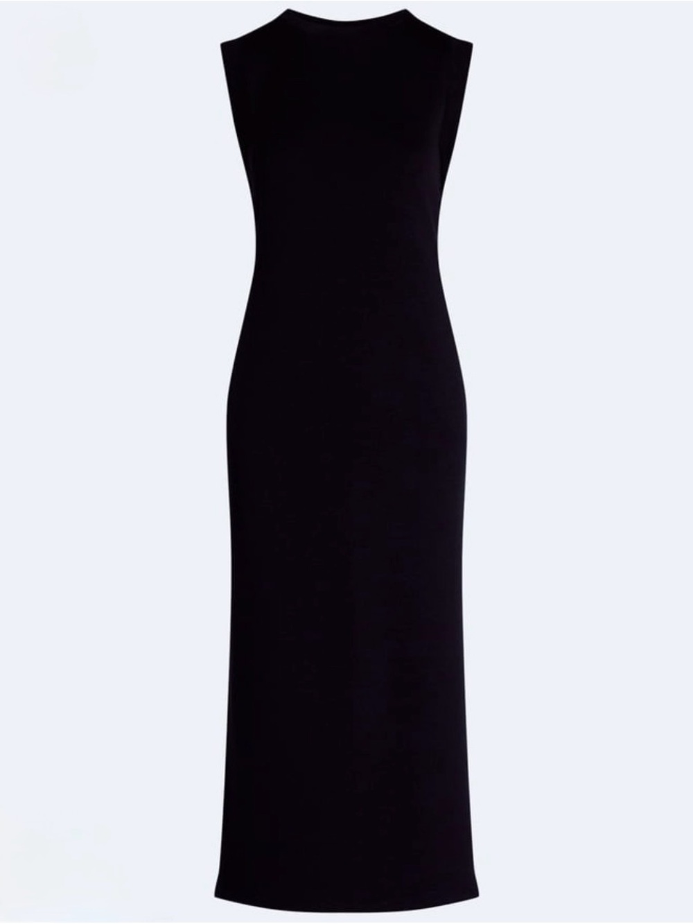 Sleeveless Black Maxi Dress with Side Slit. Scuba Knit. - Picture 4 of 4